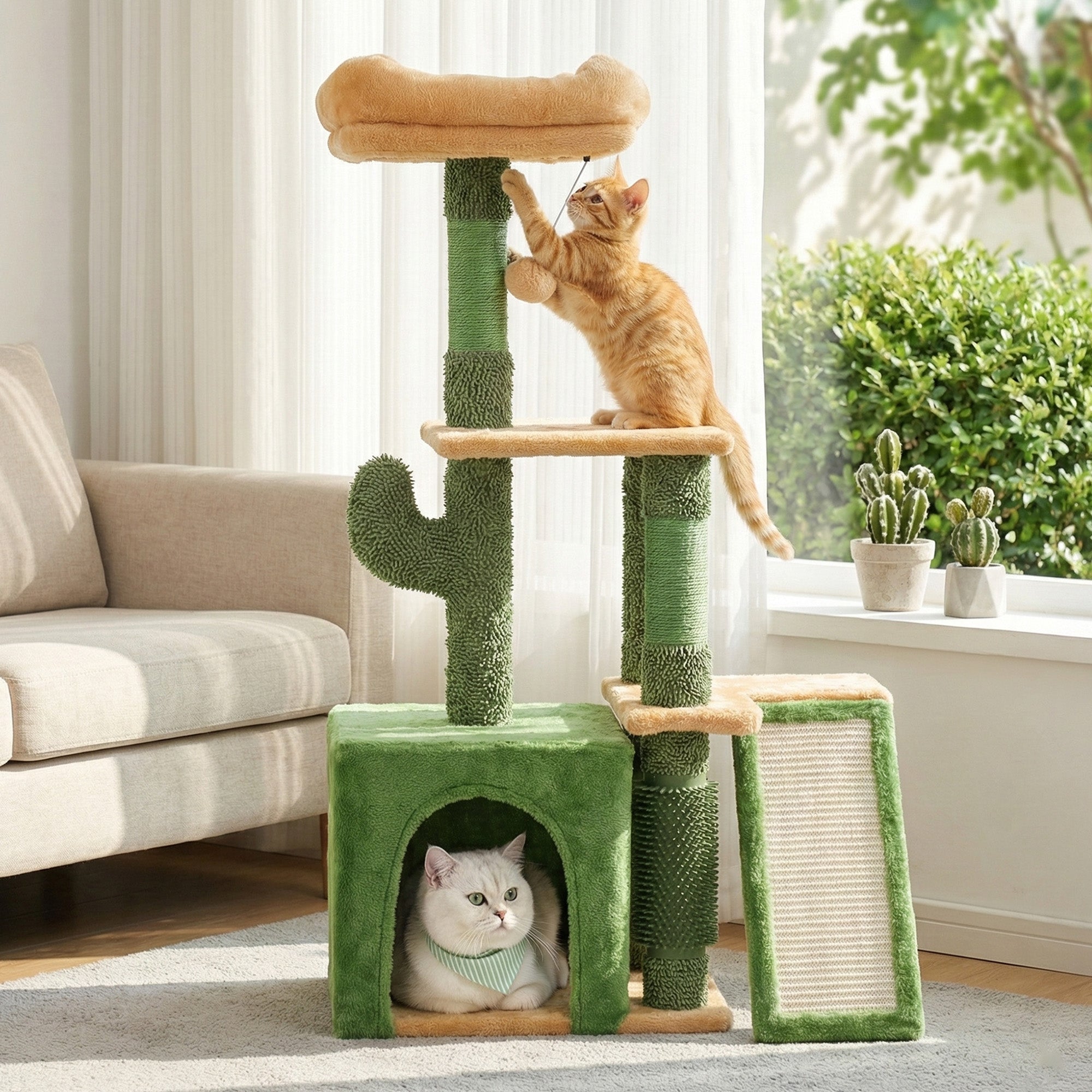 i.Pet Cat Tree Tower 101cm Scratching Post Furniture Scratcher House Green PET-CAT-M101-GN