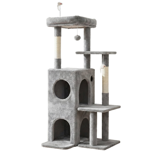 i.Pet Cat Tree Tower 127cm Scratching Post Furniture Scratcher House Light Grey PET-CAT-M127-LTGR