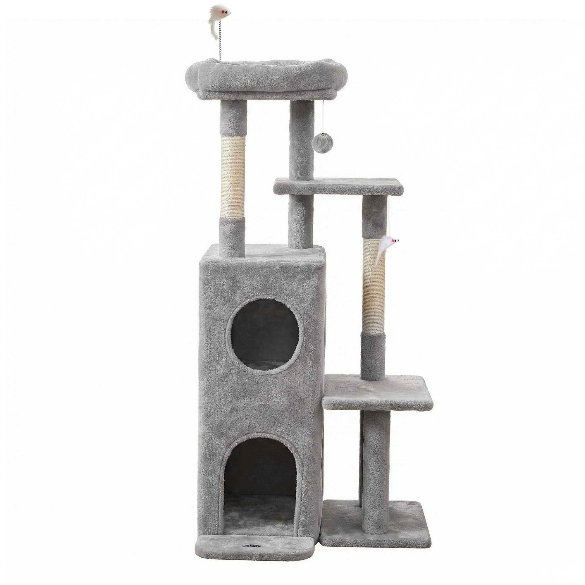 i.Pet Cat Tree Tower 127cm Scratching Post Furniture Scratcher House Light Grey PET-CAT-M127-LTGR