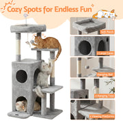 i.Pet Cat Tree Tower 127cm Scratching Post Furniture Scratcher House Light Grey PET-CAT-M127-LTGR