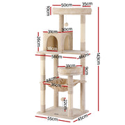 i.Pet Cat Tree 143cm Tower Scratching Post Trees Scratcher Condo House Beige PET-CAT-M143-BE