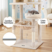 i.Pet Cat Tree 143cm Tower Scratching Post Trees Scratcher Condo House Beige PET-CAT-M143-BE