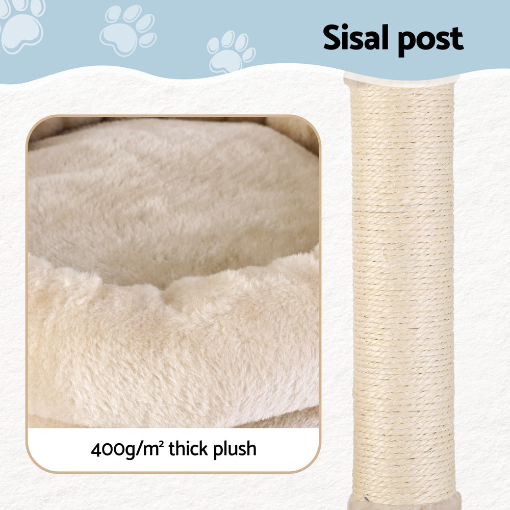 i.Pet Cat Tree 143cm Tower Scratching Post Trees Scratcher Condo House Beige PET-CAT-M143-BE