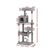 i.Pet Cat Tree Tower Scratching Post Scratcher 143cm Condo House Trees Grey PET-CAT-M143-GR