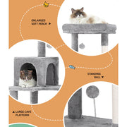 i.Pet Cat Tree Tower Scratching Post Scratcher 143cm Condo House Trees Grey PET-CAT-M143-GR