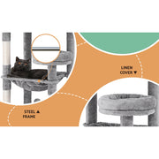 i.Pet Cat Tree Tower Scratching Post Scratcher 143cm Condo House Trees Grey PET-CAT-M143-GR