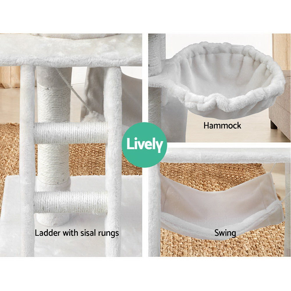 i.Pet Cat Tree 141cm Tower Scratching Post Scratcher Condo Wood House Bed Beige PET-CAT-PCT63-BE