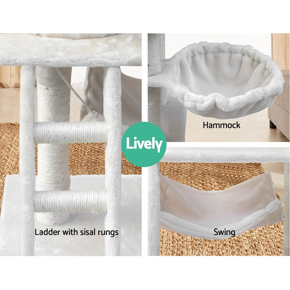 i.Pet Cat Tree 141cm Tower Scratching Post Scratcher Condo Wood House Bed Beige PET-CAT-PCT63-BE