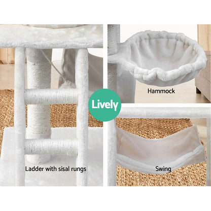 i.Pet Cat Tree 141cm Tower Scratching Post Scratcher Condo Wood House Bed Beige PET-CAT-PCT63-BE