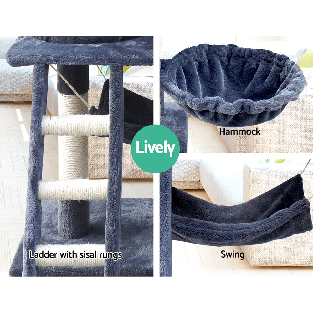 i.Pet Cat Tree 141cm Tower Scratching Post Scratcher Condo Wood House Bed Grey PET-CAT-PCT63-GR