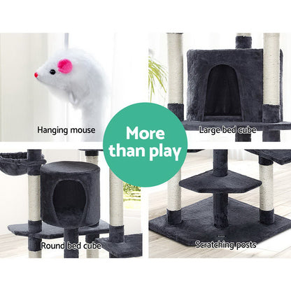 i.Pet Cat Tree 203cm Tower Scratching Post Scratcher Condo Trees House Bed Grey PET-CAT-PCTOP-GR