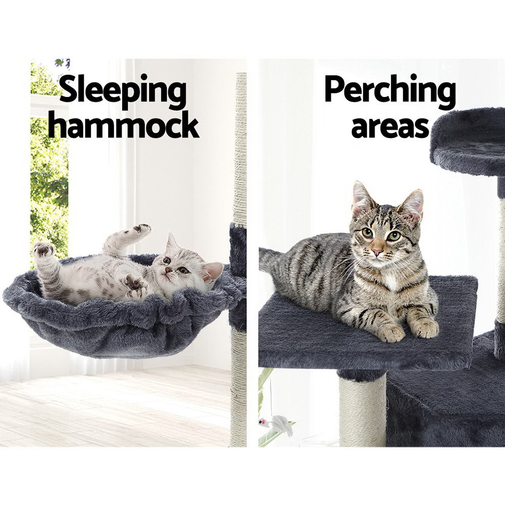 i.Pet Cat Tree 203cm Tower Scratching Post Scratcher Condo Trees House Bed Grey PET-CAT-PCTOP-GR