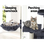 i.Pet Cat Tree 203cm Tower Scratching Post Scratcher Condo Trees House Bed Grey