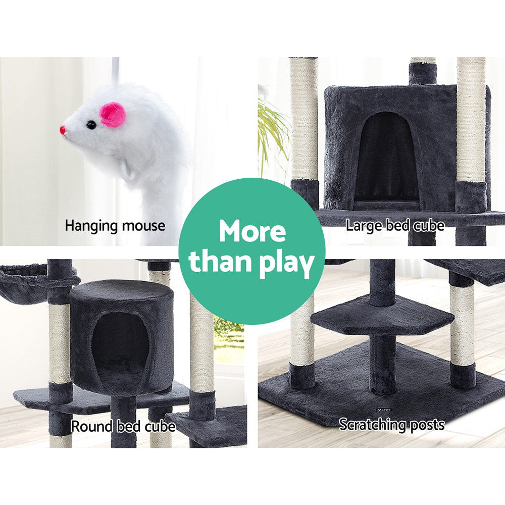 i.Pet Cat Tree 203cm Tower Scratching Post Scratcher Condo Trees House Bed Grey PET-CAT-PCTOP-GR