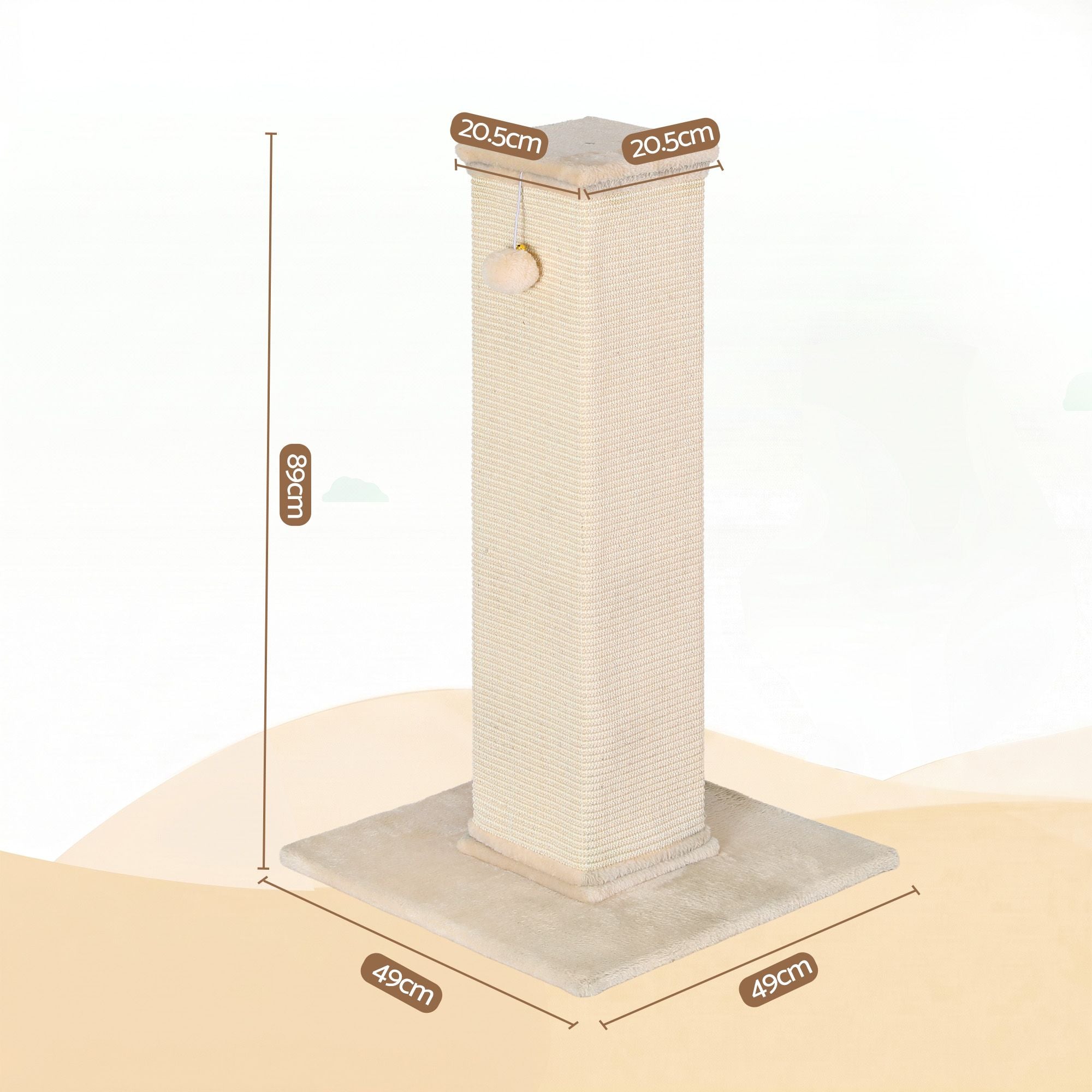 i.Pet Cat Tree 89cm Scratching Post Tower Scratcher Wood Condo Bed House Trees Beige PET-CAT-PO-L-BE