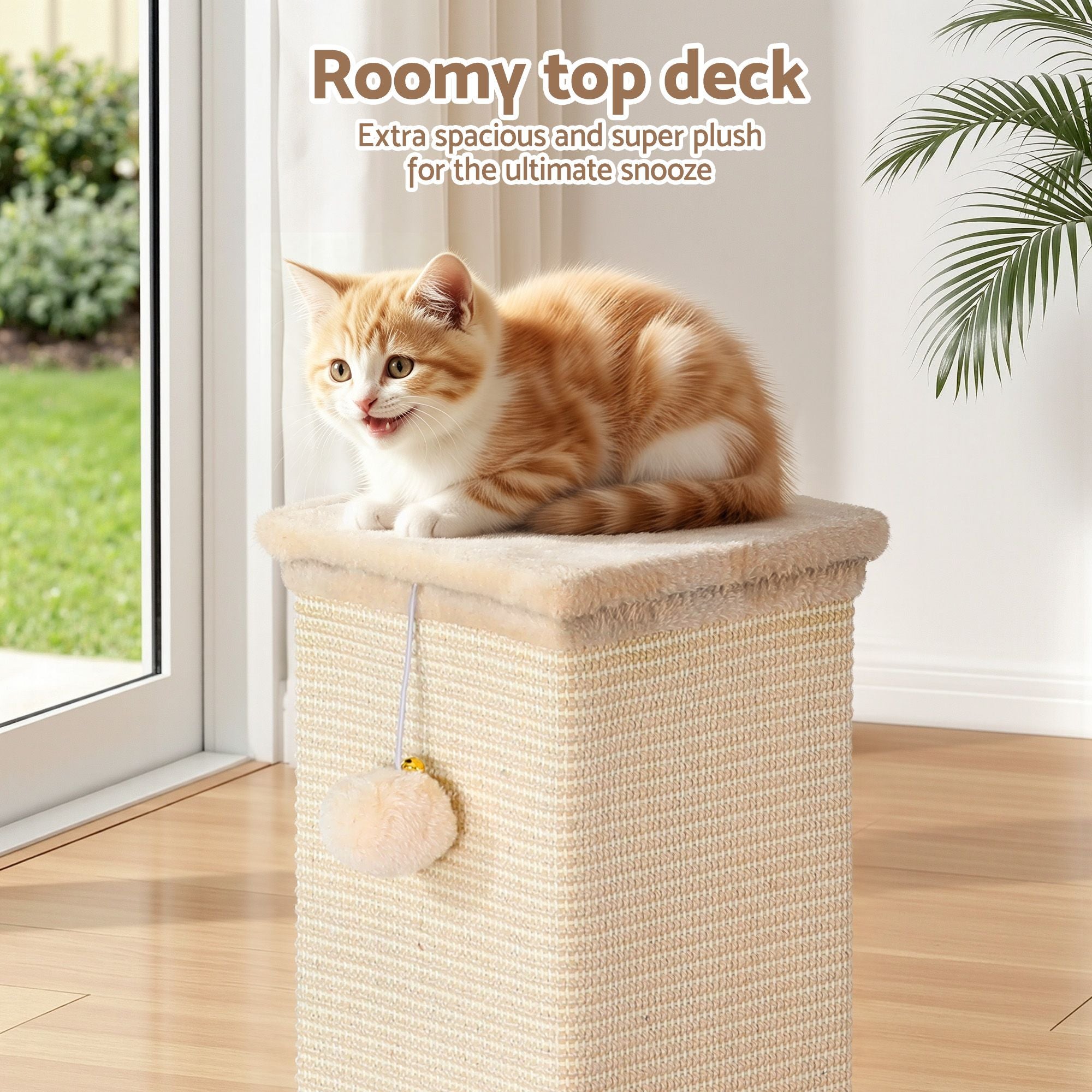 i.Pet Cat Tree 89cm Scratching Post Tower Scratcher Wood Condo Bed House Trees Beige PET-CAT-PO-L-BE