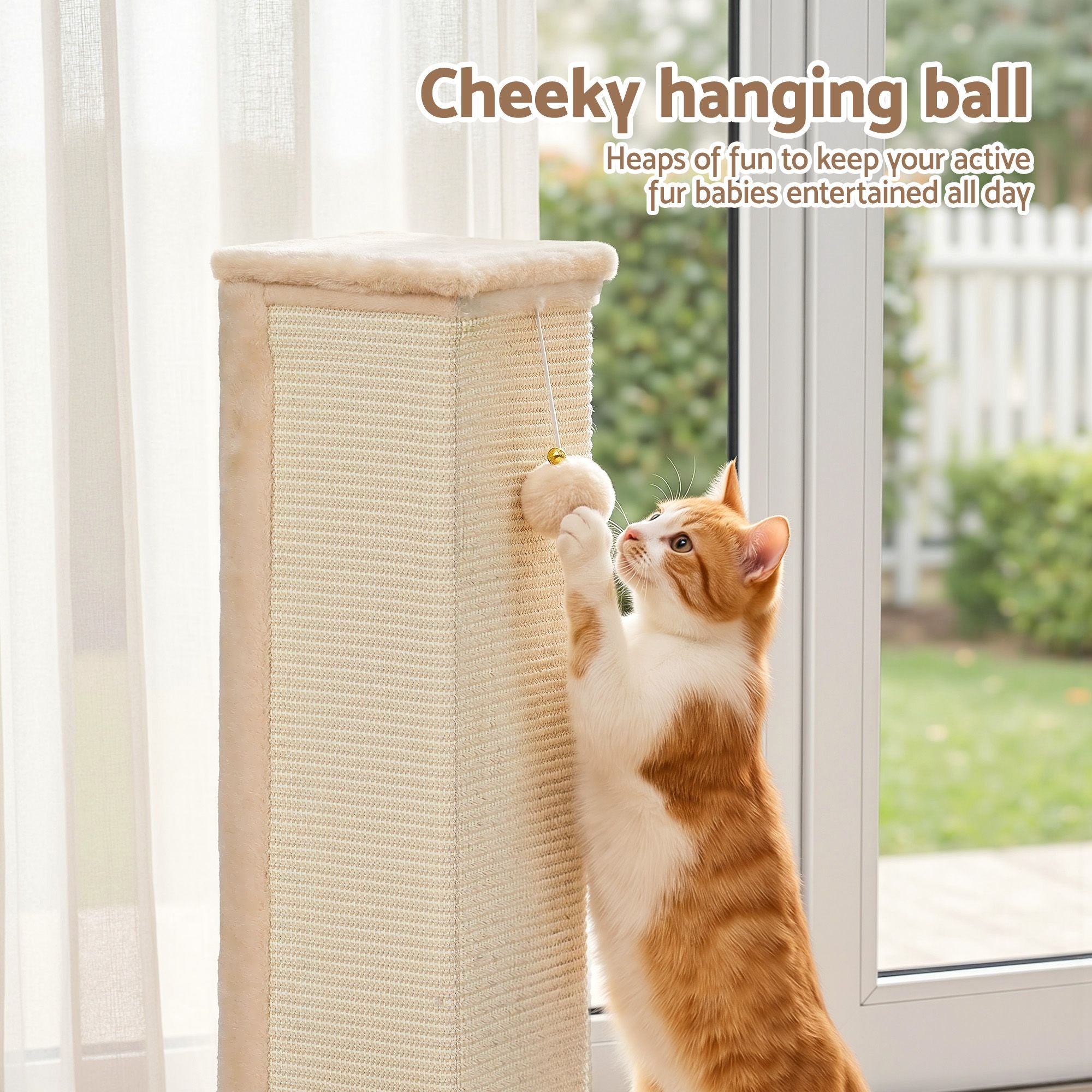 i.Pet Cat Tree 89cm Scratching Post Tower Scratcher Wood Condo Bed House Trees Beige PET-CAT-PO-L-BE