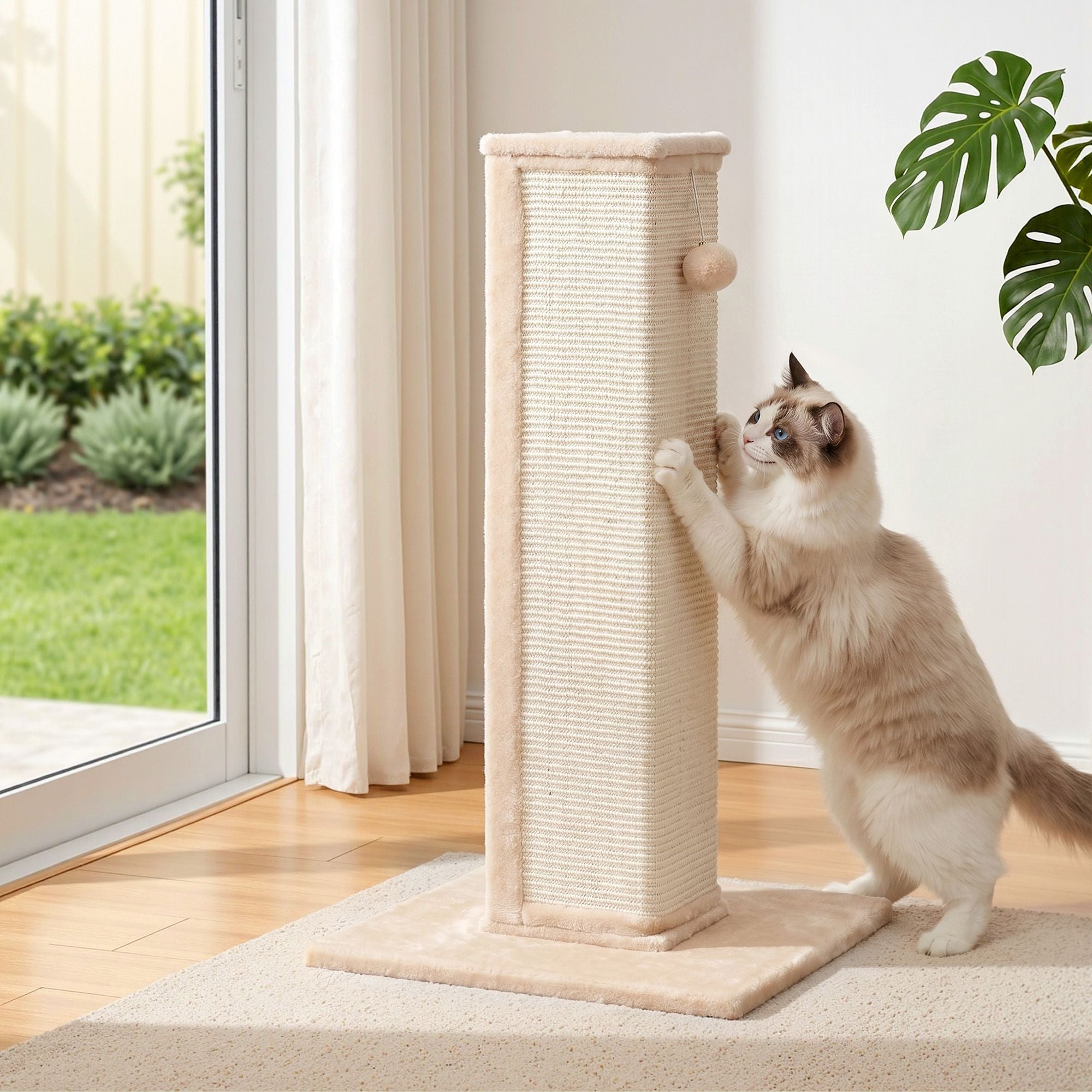 i.Pet Cat Tree 89cm Scratching Post Tower Scratcher Wood Condo Bed House Trees Beige PET-CAT-PO-L-BE