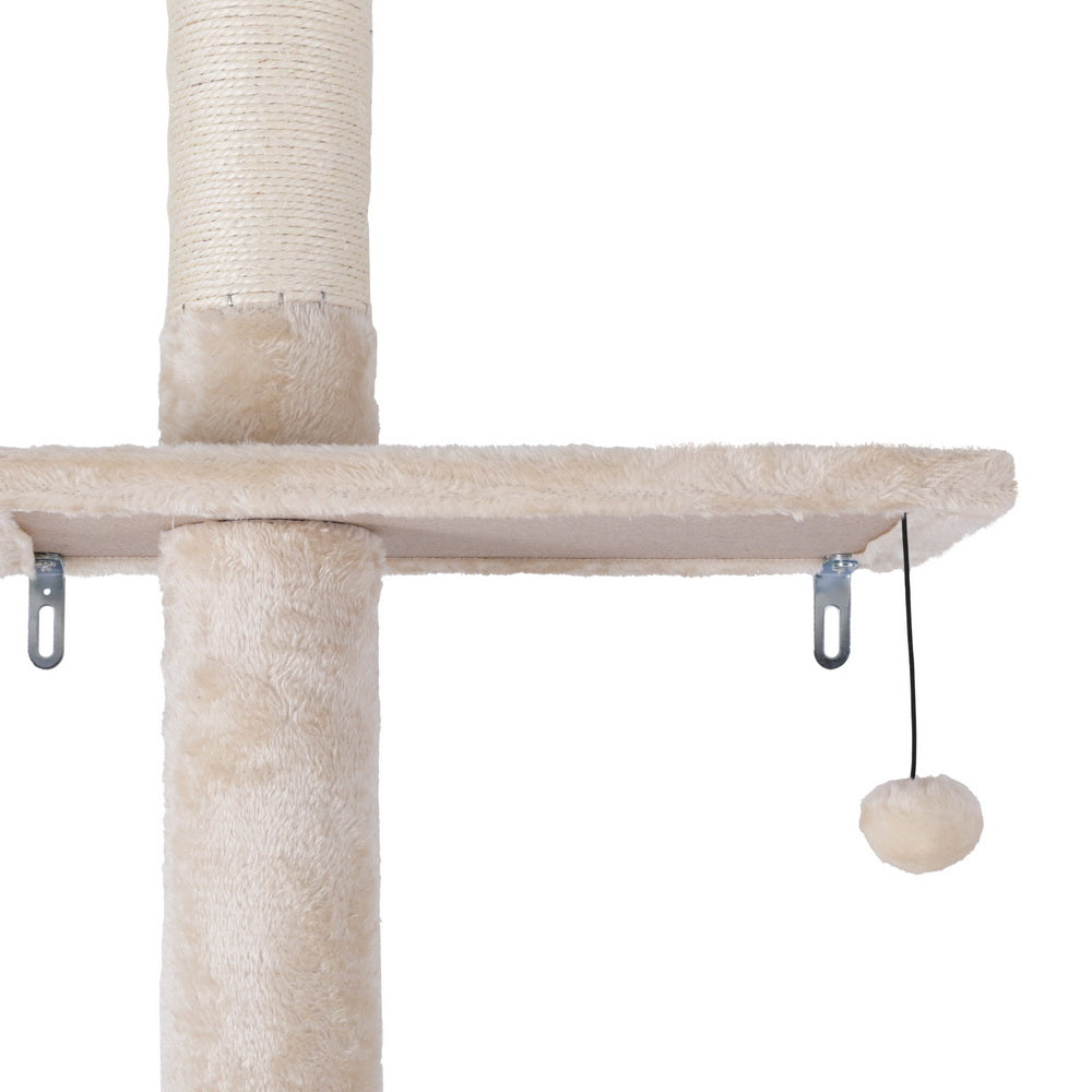 i.Pet Cat Tree 290cm Tower Scratching Cats Post Scratcher Floor to Ceiling Bed PET-CAT-POLE-BEWH