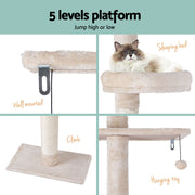 i.Pet Cat Tree 290cm Tower Scratching Cats Post Scratcher Floor to Ceiling Bed PET-CAT-POLE-BEWH
