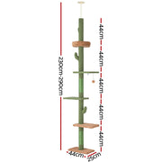 i.Pet Cat Tree Tower Scratching Post Scratcher Floor to Ceiling Cats Bed 290cm PET-CAT-POLE-GN