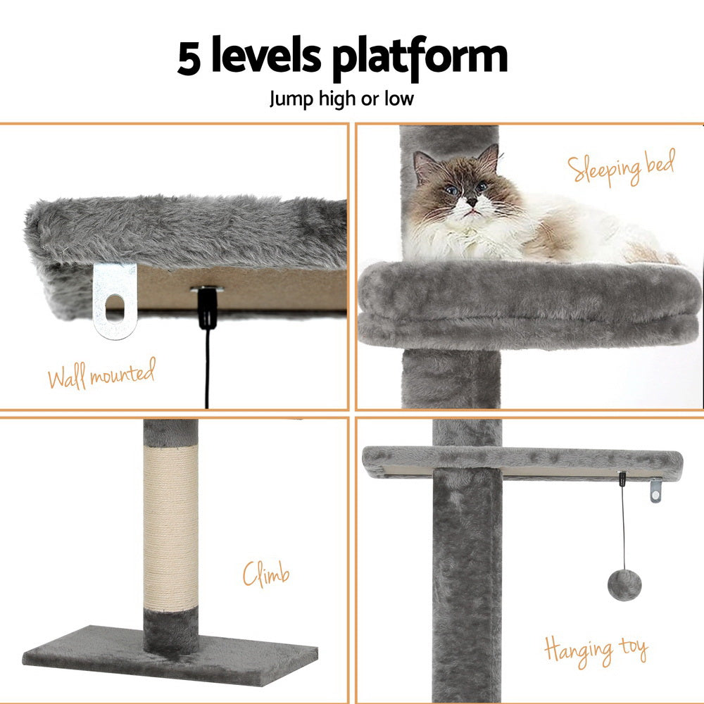 i.Pet Cat Tree 290cm Tower Scratching Post Scratcher Floor to Ceiling Cats Bed PET-CAT-POLE-GRWH