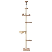 i.Pet Cat Tree Tower Floor to Ceiling Scratching Post 270cm Beige PET-CAT-POLE-W-BE