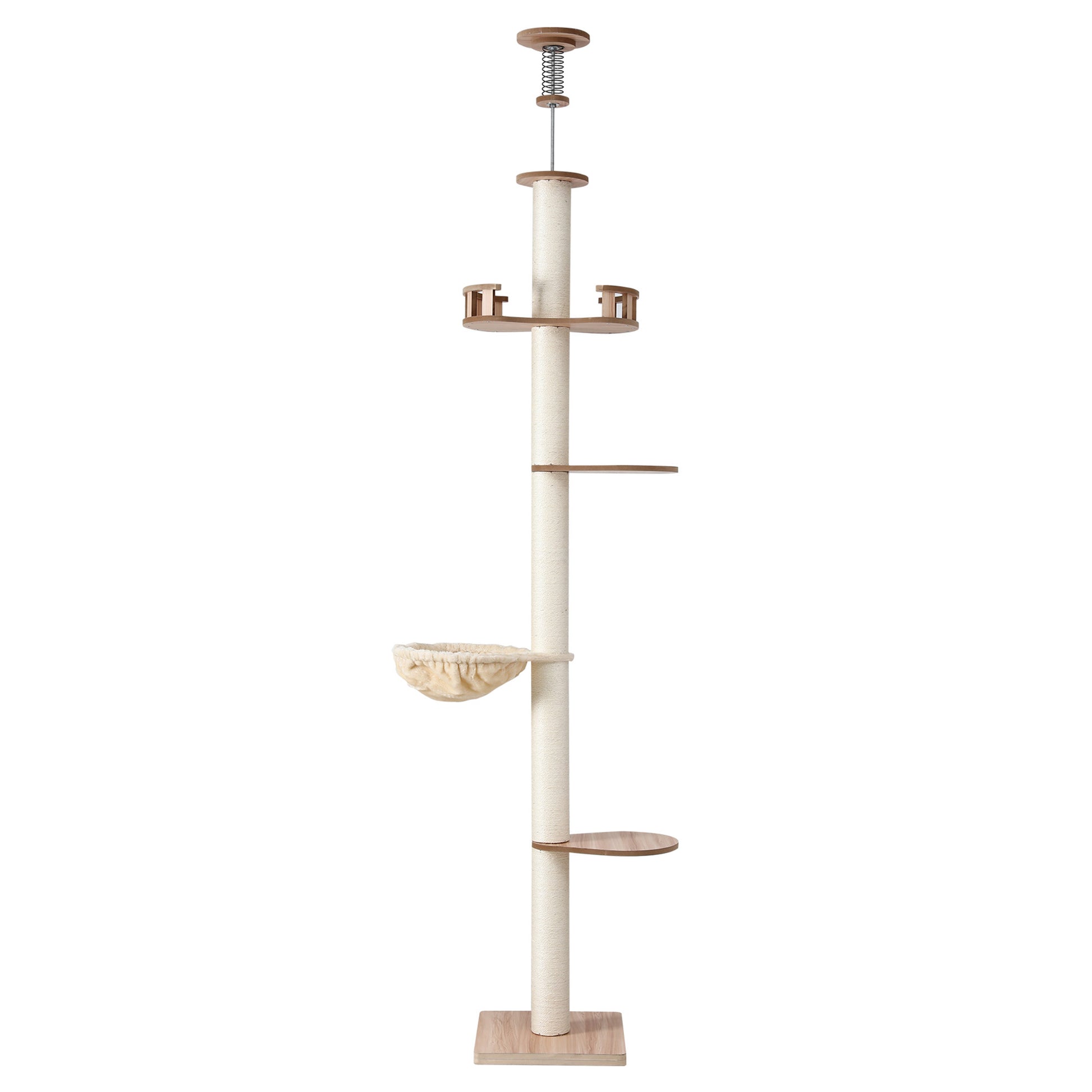 i.Pet Cat Tree Tower Floor to Ceiling Scratching Post 270cm Beige PET-CAT-POLE-W-BE