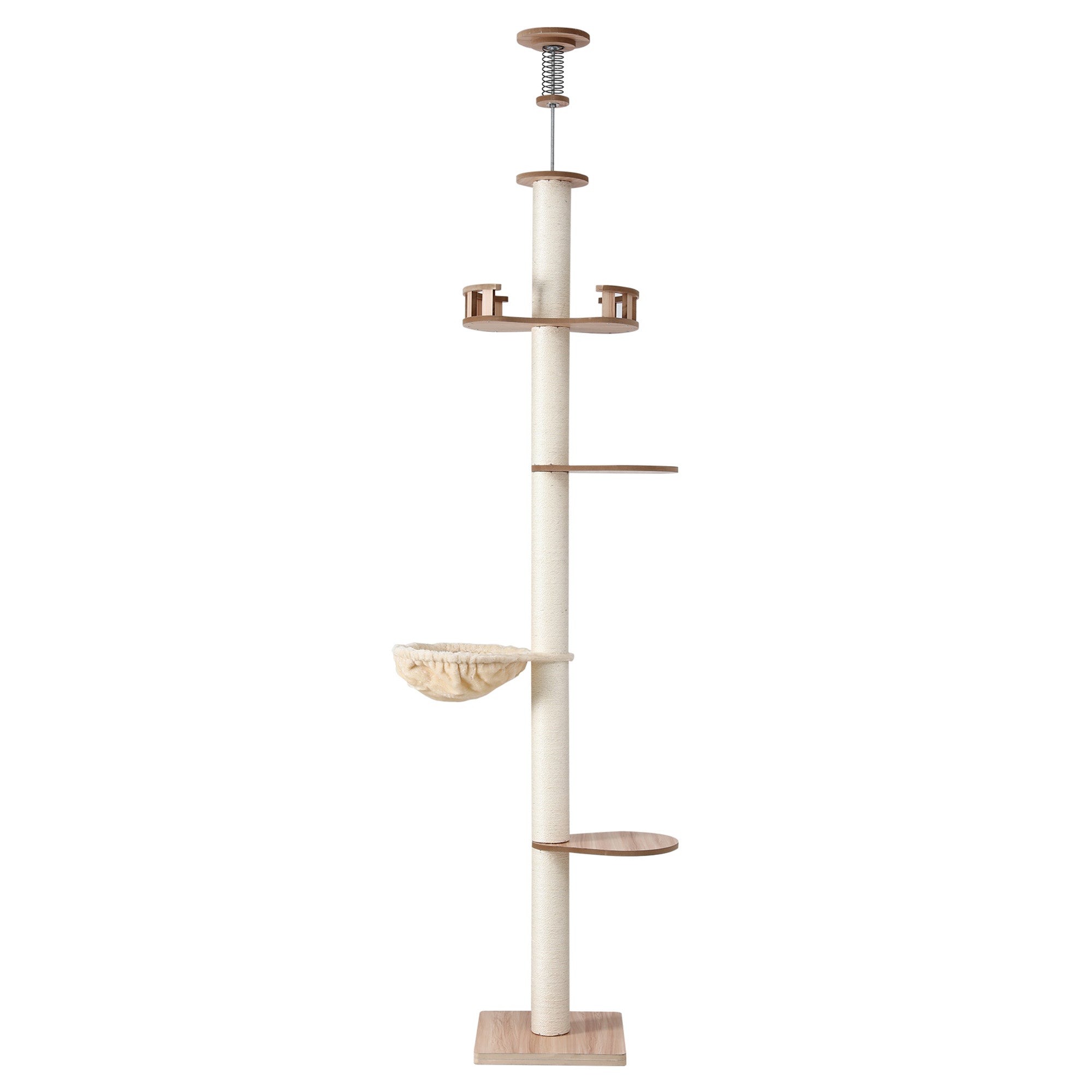 i.Pet Cat Tree Tower Floor to Ceiling Scratching Post 270cm Beige PET-CAT-POLE-W-BE