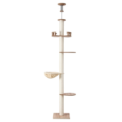 i.Pet Cat Tree Tower Floor to Ceiling Scratching Post 270cm Beige PET-CAT-POLE-W-BE