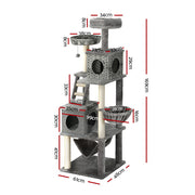 i.Pet Cat Tree 169cm Tower Scratching Post Scratcher Wood Bed Condo House Rattan Ladder PET-CAT-RATTAN02-GR