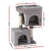 i.Pet Cat Tree 67cm Tower Scratching Post Trees Scratcher Condo House Light Grey PET-CAT-S67-LTGR