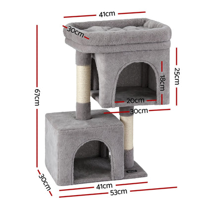i.Pet Cat Tree 67cm Tower Scratching Post Trees Scratcher Condo House Light Grey PET-CAT-S67-LTGR