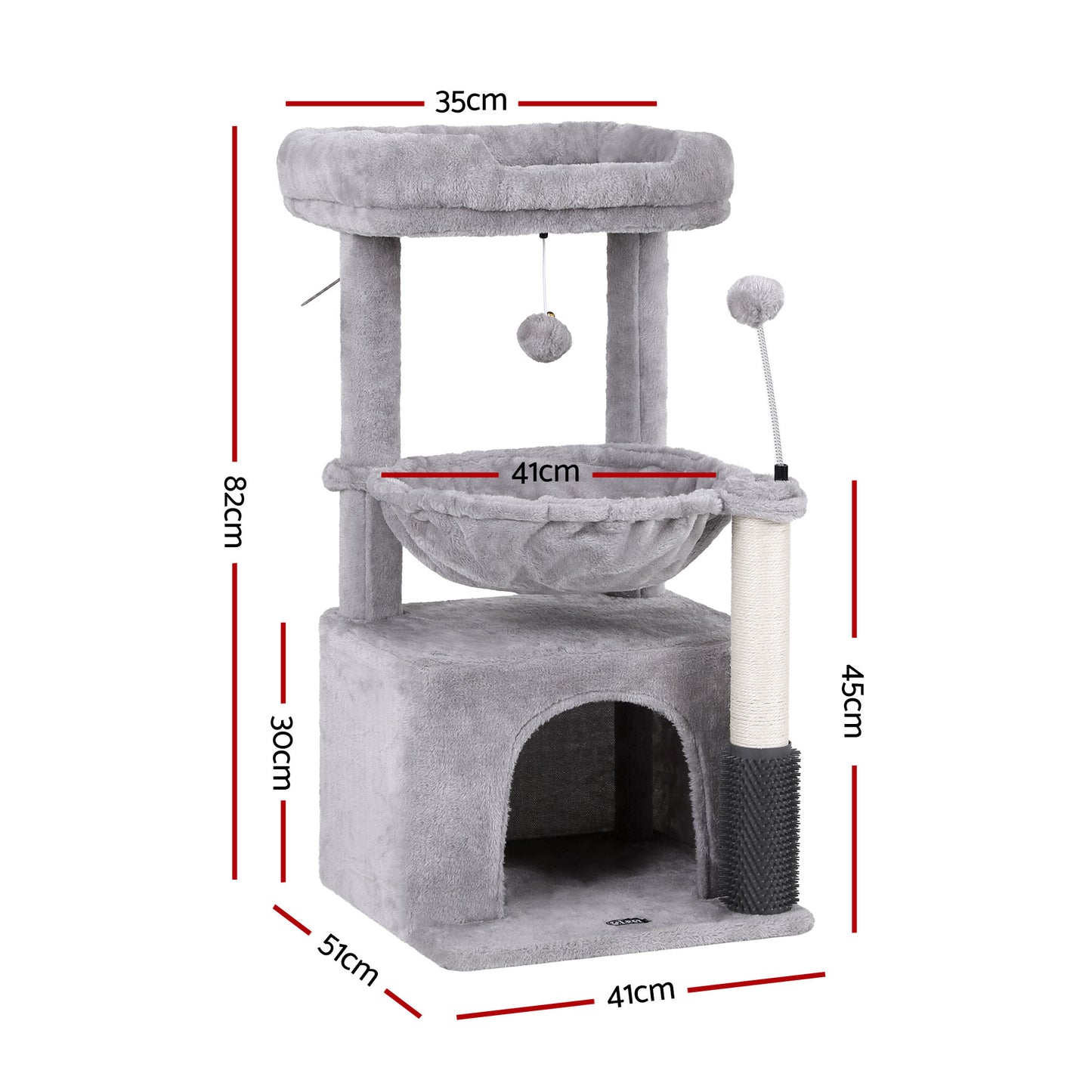 i.Pet Cat Tree Tower 82cm Scratching Post Furniture Scratcher House Light Grey PET-CAT-S82-LTGR