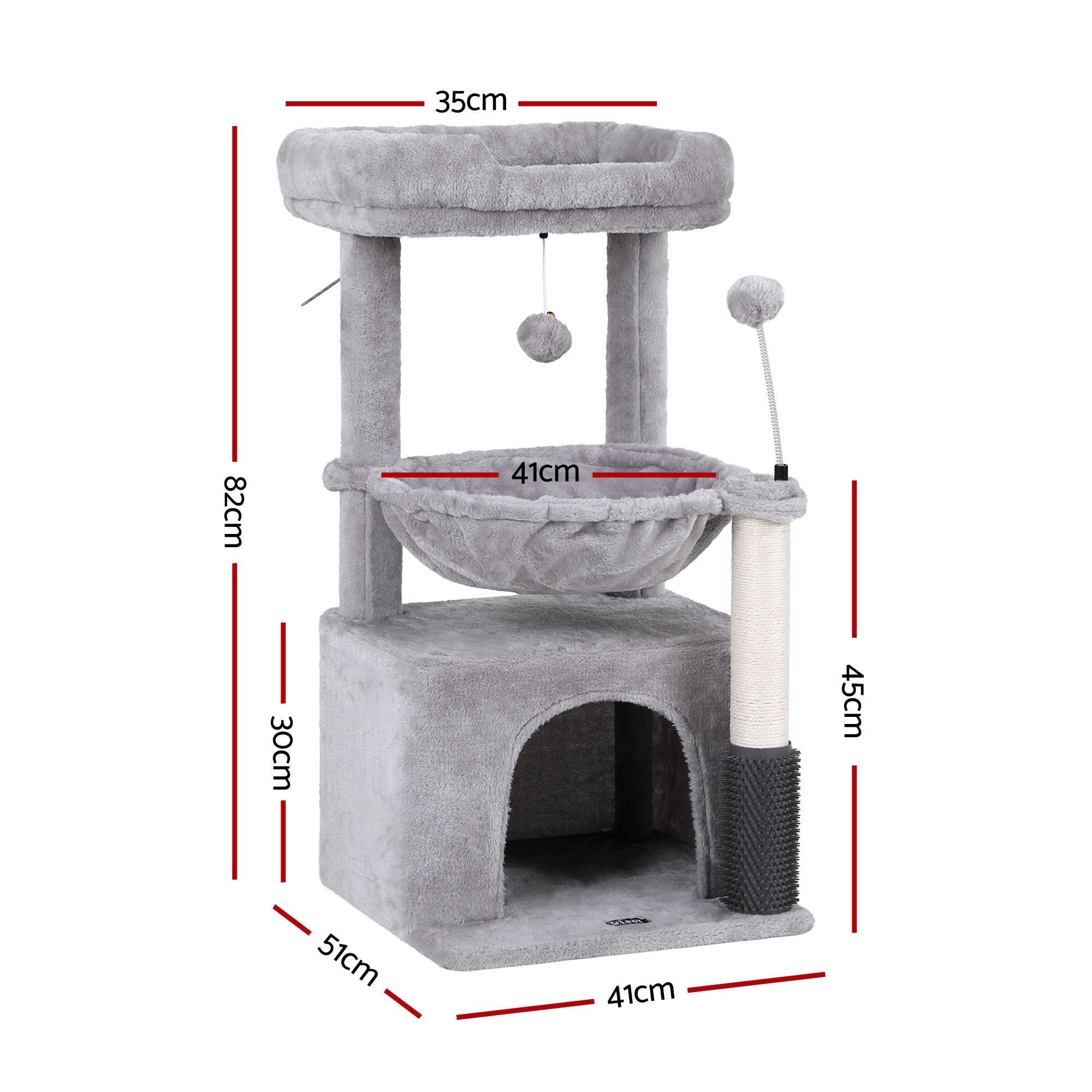 i.Pet Cat Tree Tower 82cm Scratching Post Furniture Scratcher House Light Grey PET-CAT-S82-LTGR