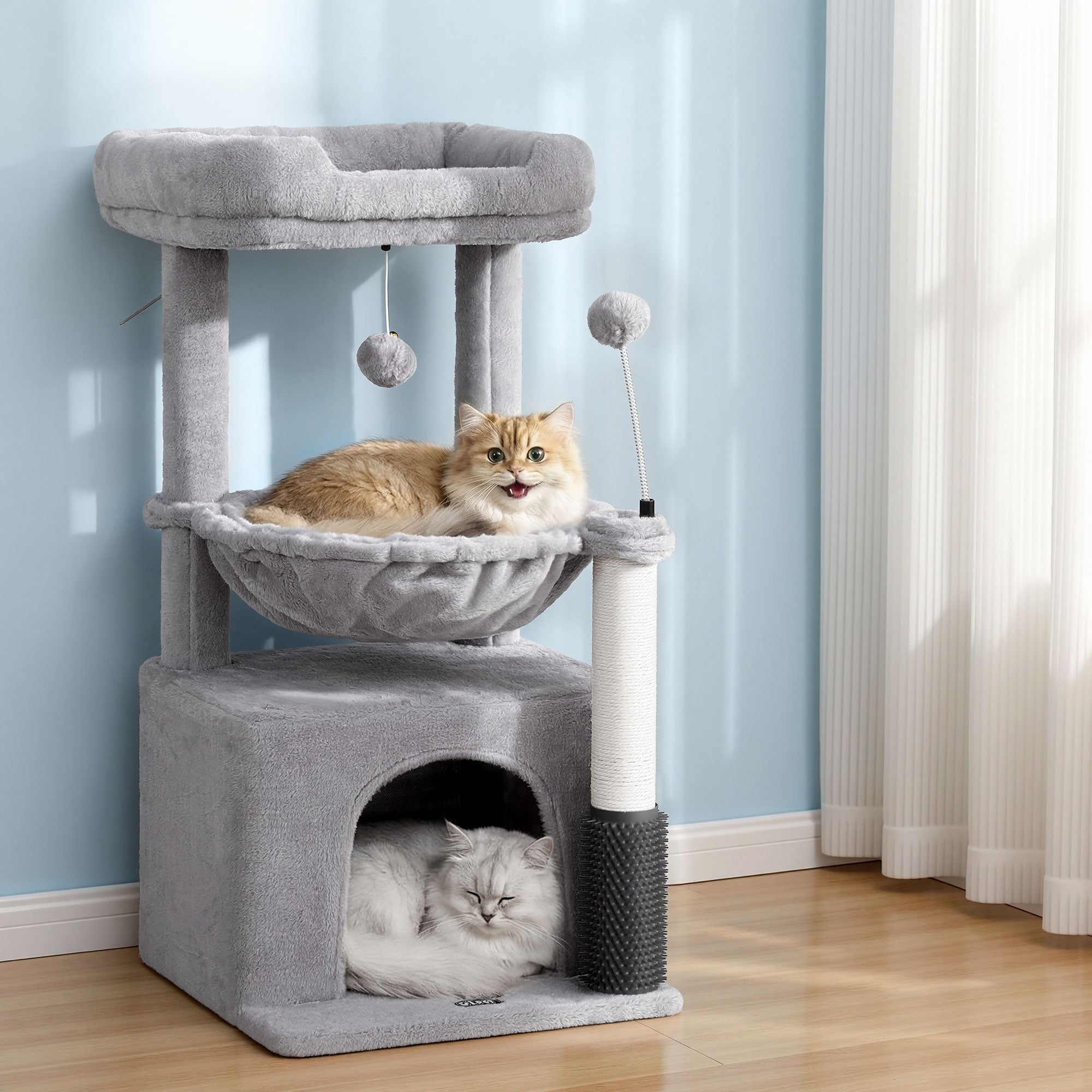 i.Pet Cat Tree Tower 82cm Scratching Post Furniture Scratcher House Light Grey PET-CAT-S82-LTGR