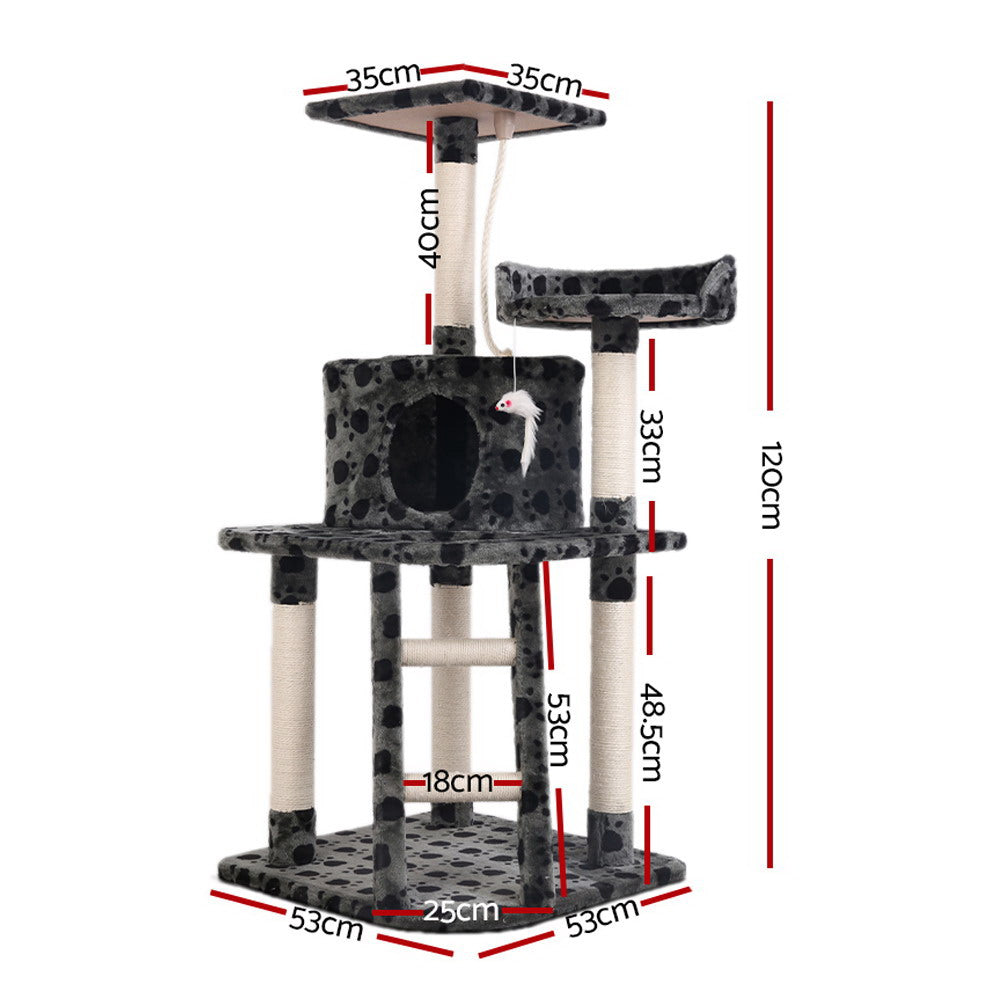 i.Pet Cat Tree 120cm Tower Scratching Post Scratcher Trees Bed Wood Condo Toys Bed PET-CAT-TREE-GIANT