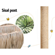 i.Pet Cat Tree 141cm Tower Scratching Post Scratcher Wood Bed Condo Toys House Ladder PET-CAT-WOOD02-BE