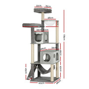 i.Pet Cat Tree 178cm Tower Scratching Post Scratcher Wood Bed Condo House Wooden Ladder PET-CAT-WOOD03-GR-AB
