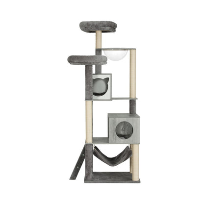 i.Pet Cat Tree 178cm Tower Scratching Post Scratcher Wood Bed Condo House Wooden Ladder PET-CAT-WOOD03-GR-AB