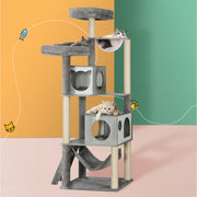 i.Pet Cat Tree 178cm Tower Scratching Post Scratcher Wood Bed Condo House Wooden Ladder PET-CAT-WOOD03-GR-AB