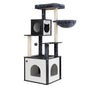 i.Pet Cat Tree Tower Scratching Post Scratcher 144cm Wood Bed Condo House Cabinet PET-CAT-WOOD144-BK