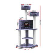 i.Pet Cat Tree 126cm Tower Scratching Post Scratcher Condo Trees House Grey PET-CAT-WT01-GR