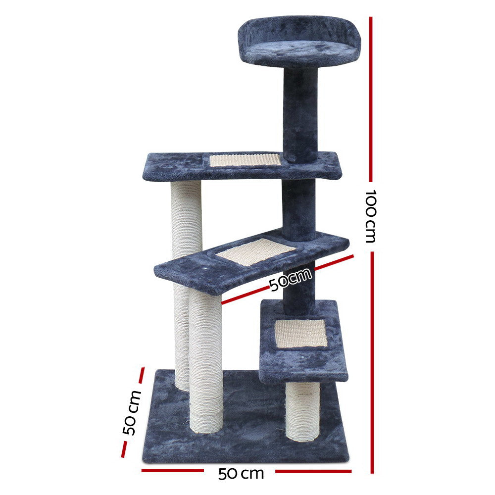 i.Pet Cat Tree 100cm Scratching Post Scratcher Tower Wood Condo House Trees Bed PET-CAT-WT02-GR