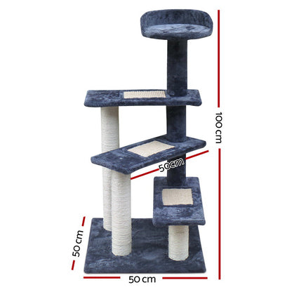 i.Pet Cat Tree 100cm Scratching Post Scratcher Tower Wood Condo House Trees Bed PET-CAT-WT02-GR