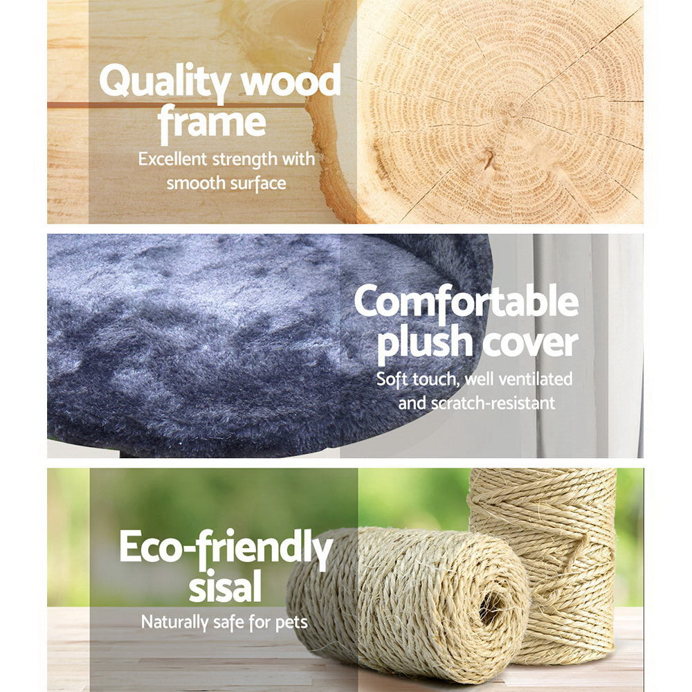 i.Pet Cat Tree 100cm Scratching Post Scratcher Tower Wood Condo House Trees Bed PET-CAT-WT02-GR