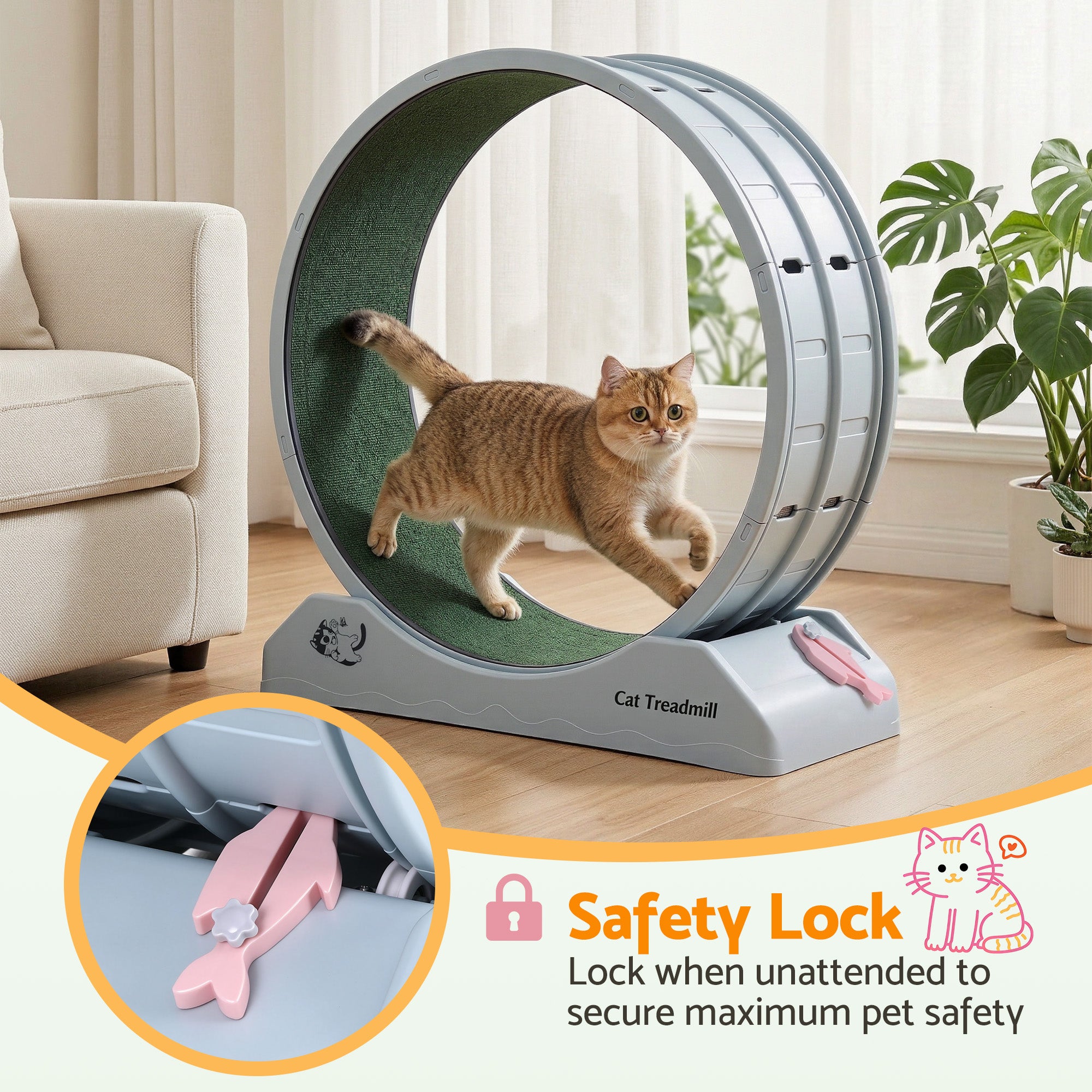 i.Pet Cat Exercise Wheel Treadmill Indoor 78cm Blue & Green PET-CEW-D85-PLS-GR