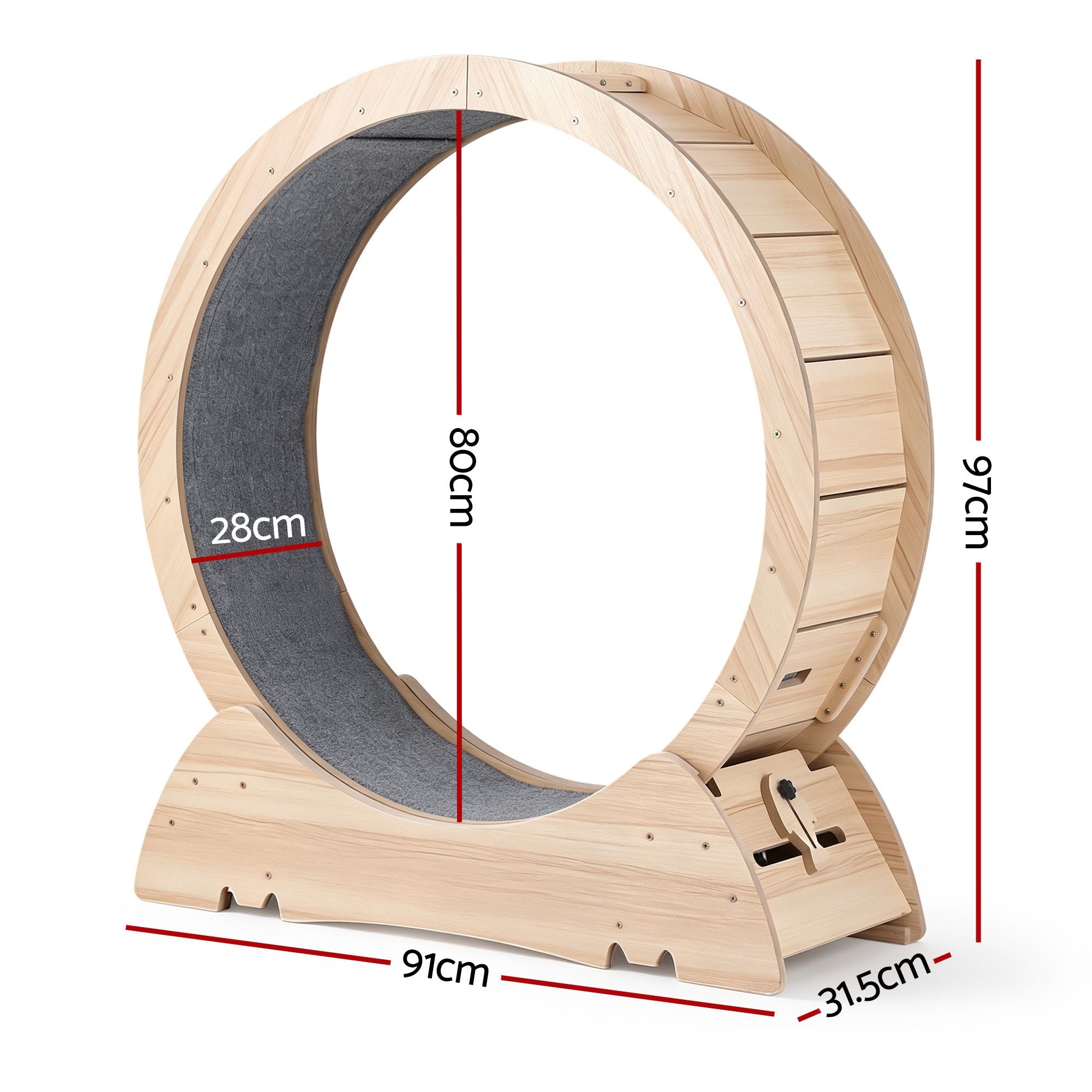 i.Pet Wooden Cat Exercise Wheel 91cm Indoor Cat Treadmill Large PET-CEW-D90-WOOD-NT