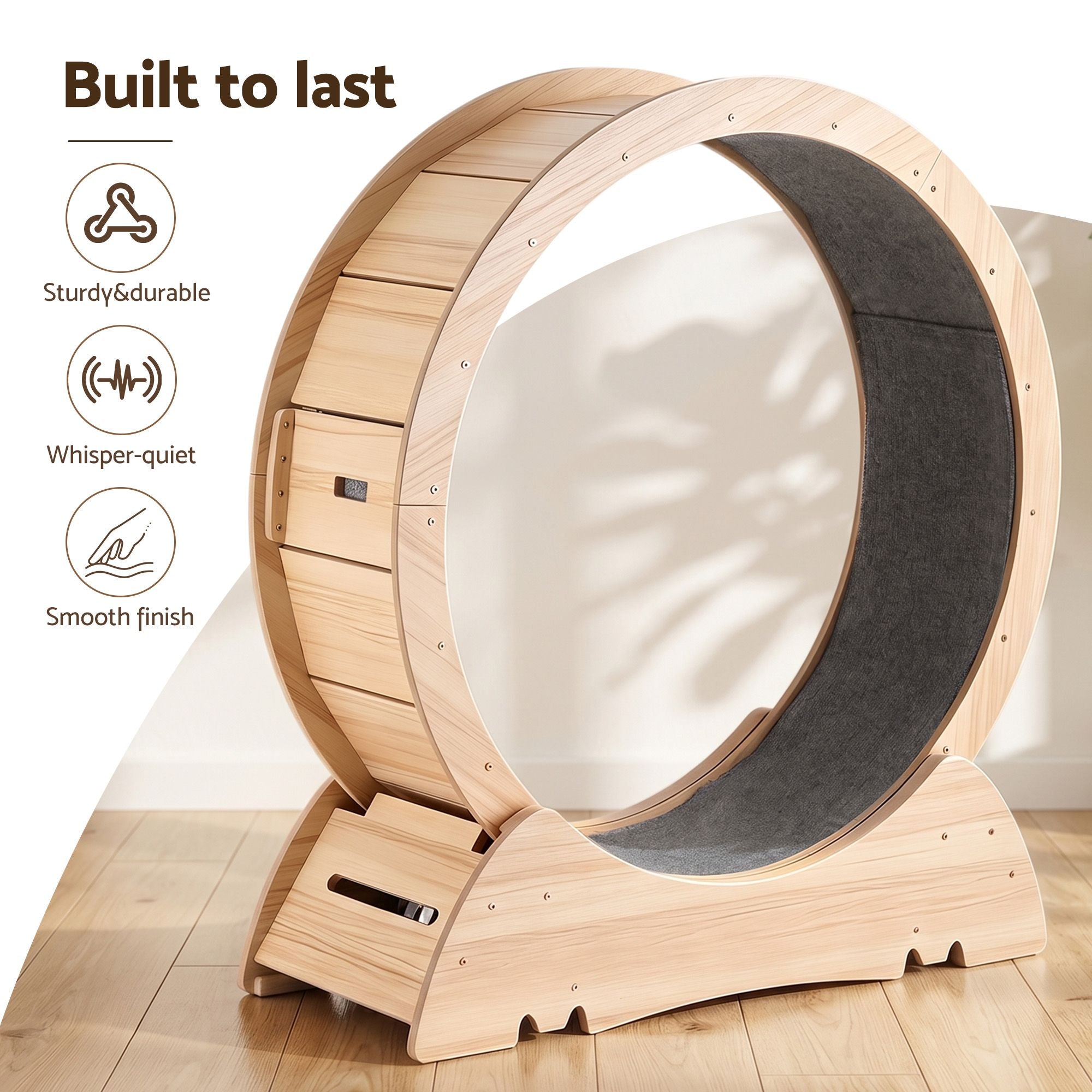 i.Pet Wooden Cat Exercise Wheel 91cm Indoor Cat Treadmill Large PET-CEW-D90-WOOD-NT