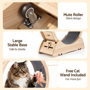 i.Pet Wooden Cat Exercise Wheel 91cm Indoor Cat Treadmill Large PET-CEW-D90-WOOD-NT